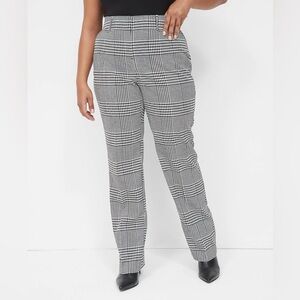 NWT Lane Bryant Perfect Drape Straight Leg Pant Black White Houndstooth Sz 20P